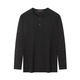 Qipai Men's Waffle Long Sleeve T-shirt 2025 Autumn New Fashion Casual Henry Collar Xinjiang Cotton Half Cardigan T-shirt Men Black Waffle, Xinjiang Cotton L 175/92A