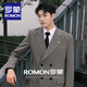 ROMON men's suit suit double-breasted groom wedding dress business formal high-end banquet host suit for men black suit + shirt + pants XL 151-165Jin Jin equals 0.5 kg