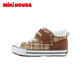 MIKIHOUSE Japanese-made baby toddler shoes for boys and girls, British college style pattern baby shoes, fashionable, soft and comfortable, beige color for older children 17 (suitable for feet 16.5cm long)