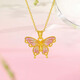 Saturday blessing yellow 18K gold powder enamel butterfly pendant birthday gift for girlfriend C0416298 does not include chain
