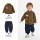 Qiqi Xiong 100% cotton corduroy Qiqi Xiong baby shirt jacket boys autumn clothing 2025 new children's outer clothing light khaki 130
