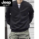 JEEP SPIRIT Japanese retro autumn and winter men's Henry collar long-sleeved T-shirt bottoming shirt plus velvet warm casual pullover sweatshirt large size gray regular style high quality M