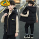 G.DUCKKIDS Children's Clothing Vest Boys Autumn and Winter Cotton Vest Thickened Medium and Large Children's Boys Cotton Vest Western Style Vest Jacket Black 150 cm