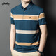 Classic car striped Polo shirt for men 2024 summer thin father's festival lapel short-sleeved T-shirt for men daddy suit lyc-a13568 blue one size 165/80A90-110Jin [Jin equals 0.5 kg]