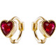 Yiqi quality 18k gold love earrings natural garnet earrings for women K gold ear bone rings ruby earrings love red