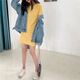 AFTER MONDAY2025 summer Korean style slim solid color short-sleeved T-shirt women's mid-length dress women's clothing 6624* sky blue M