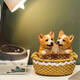 
Yusenyi creative dog entrance key storage ornaments placed at the door entrance shoe cabinet desktop decoration new home gift crafts Double Corgi 14069A