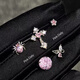 Mr. Ouyang's light luxury pink zircon cross ear bone nails titanium steel screws fireworks cut cochlear nails butterfly earrings Western style 5-piece set A09-304