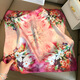 Raodie Hangzhou Silk 100 Mulberry Silk Square Scarf Scarf Feel Pink Flower Women's Tube Top Headband Main Picture Color 53*53cm