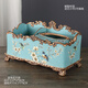Junkiss European multifunctional tissue box for living room and tea room, creative American retro remote control storage box, 1047 Blue Oriole Blossom Vertical Drawing Box