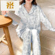Fmseruios Chinesische Valentinstag Battle Robe Light Luxury Class A mütterlicherseits und Babygrades reines Baumwollsommer-Sommer-Haftanzug Schwangerer Frauenpyjamas postpartale Fütterung und Stillen Q04-A1047 (volle Baumwollset) M Größe