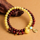 Yueyin Baichuan beeswax bracelets chicken fat yellow beeswax with small leaf red sandalwood Buddhist beads multi-treasure bracelet about 6mm