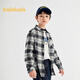 Balabala Boys' Shirt Children's Long Sleeve Autumn Clothes Girls' Plaid Jacket Same Style in the Shopping Mall Comfortable and Versatile Black and White Tone 00491 100