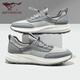 Septwolves Men's Shoes Mesh Breathable Deodorant Casual Shoes Men's Walking Shoes Autumn New Lace-Free Sports Shoes Soft Sole Shoes Gray 9922 40