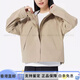 NEW BALANCE纯色连帽拉链复古美式夹克 女款 卡其色 卡其色 S