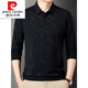 Pierre Cardin spring and autumn middle-aged men's t-shirt long-sleeved cotton 2025 new casual men's thin polo shirt dad knitted 829 black M 48/165