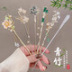 Flower Hairpin Ancient Style Women's High-end New Chinese Style Hairpin Versatile Tassel Hairpin Hanfu Back of the Head Hair Ornament 21# Double Lotus-Silver