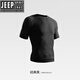 JEEP SPIRIT seamless quick-drying breathable sports fitness short-sleeved T-shirt running training cycling clothing compression tight elastic top for men classic black--quick-drying sports short sleeves M