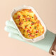Baijie anti-scalding gloves insulated oven, microwave oven, kitchen baking, high temperature resistant thickened cotton silicone five-finger flexible silicone anti-scalding gloves, two packs, anti-scalding and heat insulation丨stable and non-slip