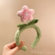 SNQP Peach Blossom Cute Plush Flower Headband Female Cartoon Sweet Hairpin Face Wash Non-Slip Furry Headband Hair Accessory Peach Blossom Plush Hairband 1 piece