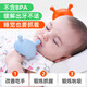 Mombella (mombella) small mushroom teether baby chewing gum baby anti-eating hand artifact to soothe oral appetite period 0-3-6-8 months and above with security code light blue