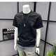 Summer new pure cotton men's casual versatile short-sleeved T-shirt American trendy brand printed light luxury slim top WZY Gray 2XL