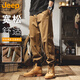JEEP overalls men's casual pants autumn and winter loose trendy leggings pants men caramel color XL