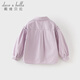 DAVE&BELLA new spring pure cotton girls' shirts, medium and large children's long-sleeved shirts, stylish children's tops, little girl's clothes, gray purple, in stock, 160 cm (recommended height 150-160cm)
