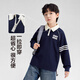 Zuoxi Boys Long Sleeve T-Shirt 2026 New College Style POLO Shirt Children Boys Big Children Base Spring Navy Blue 150