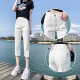 皮尔卡丹（pierre cardin）七分牛仔裤女夏季2025年新款高腰显瘦小个子胖m妹开叉大尺码直筒 6189黑灰 L 建议100-115斤