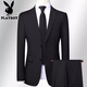 Playboy brand high-end suit complete set of men's wool suit professional formal wear middle-aged men's business casual spring and autumn three-piece suit black (suit + trousers) XL 180 size recommended 150 Jin Jin equals 0.5 kg within