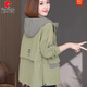 Pierre Cardin Jacket Women's Spring and Autumn Mom 2025 New Casual Large Size Top Fat mm Feeling Short Women's Windbreaker Army Green L Recommendation 100-115Jin Jin equals 0.5 kg