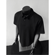 Lingka Qi air layer deconstructed splicing Henry collar short-sleeved men's T-shirt summer American trendy brand cleanfit heavyweight polo shirt black polo collar heavyweight style XL (ready in stock)