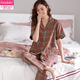 Modal summer pure cotton pajamas women's short-sleeved trousers thin new style plaid pure cotton summer mother home clothes FTX-9922 M - Recommended 80-95Jin [Jin equals 0.5 kg]