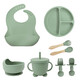 Volisse pour enfants Ensemble de huit pièces Traine pour bébé complémentaire Bol de nourriture Bowl alimentaire Silicone Baby Feeding Table Vérification Ensemble rose en huit pièces (620G) Bib + petite aspiration + bol tasse de paille à l'ancienne [tasse de paille normale sans motif]