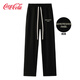 可口可乐（Coca-Cola）休闲裤男美式直筒宽松长裤运动裤女 黑色 S