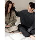 Beiyan couple pajamas for women spring and autumn new style soft cotton long-sleeved loose home wear casual striped men's loose large size suit C20533 women's L