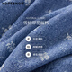 
Red sleeves (hongshow) floral dress 2025 summer new women's puff sleeve waist-hugging V-neck imitation denim Japanese doll skirt denim blue flower 677 L
