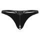 Sexy gay low-waisted t-pants, sexy butt-exposed, thin, stretchy, sexy men's thong, bright leather, U-shaped pouch, single, black sub-size 3XL