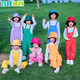 He Jiagong Children's Day costumes Children's Day Children's Day costumes for boys and girls candy colored suspender pants suit dopamine 2321 overalls yellow 100 cm