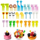 St. Xian Fruit Fork Child Safety Animal Manor Children's Cartoon Lunch Box Decoration Pick Cute Japanese and Korean Fruit Toothpick Treasure Animal Fruit Fork Mixed Pack Random 30 Pieces