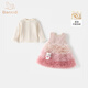 Banxidi girls dress winter new children's princess dress baby one-year-old dress autumn and winter velvet children's mesh skirt pink 100