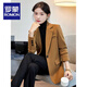 ROMON thickened woolen coat women's quilted small suit 2026 new black cotton temperament versatile suit top winter one button black-thick style M 96-105Jin Jin equals 0.5 kg