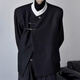 An Chuxia new Chinese style stand collar shoulder pad suit jacket men's spring and autumn trend niche design metal buckle casual suit black + black bottoming shirt + black trousers XL recommended 170-180c130-145Jin Jin equals 0.5 kg