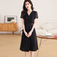 Ehangy国际大牌女装轻奢高端连衣裙夏季新款时尚百搭洋气减龄感裙子 黑色【高端礼盒】 XL