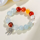 Natural white crystal aquamarine magic box gray moonlight bracelet single and double circle red glue flower bracelet Chinese Valentine's Day gift for girlfriend Z826 aquamarine red glue flower + dream catcher pendant