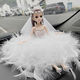 Yusenyi Goddess Car Ornaments Interior Car Decorations Feather Wedding Dress Princess Doll Gift Barbie Frost Princess White Feather Skirt