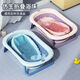 Dog-specific bathtub, foldable large and small dog bathtub, cat Teddy, Corgi, Bichon and Bichon bathtub, deep sea blue + electronic temperature sensor + bath net + gift bag
