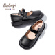 Balachi children's leather shoes girls spring and autumn matte leather shoes performance shoes women's campus leather shoes BL3322 black (matte) 27