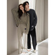 Beiyan couple pajamas for women spring and autumn new style soft cotton long-sleeved loose home wear casual striped men's loose large size suit C20533 women's L